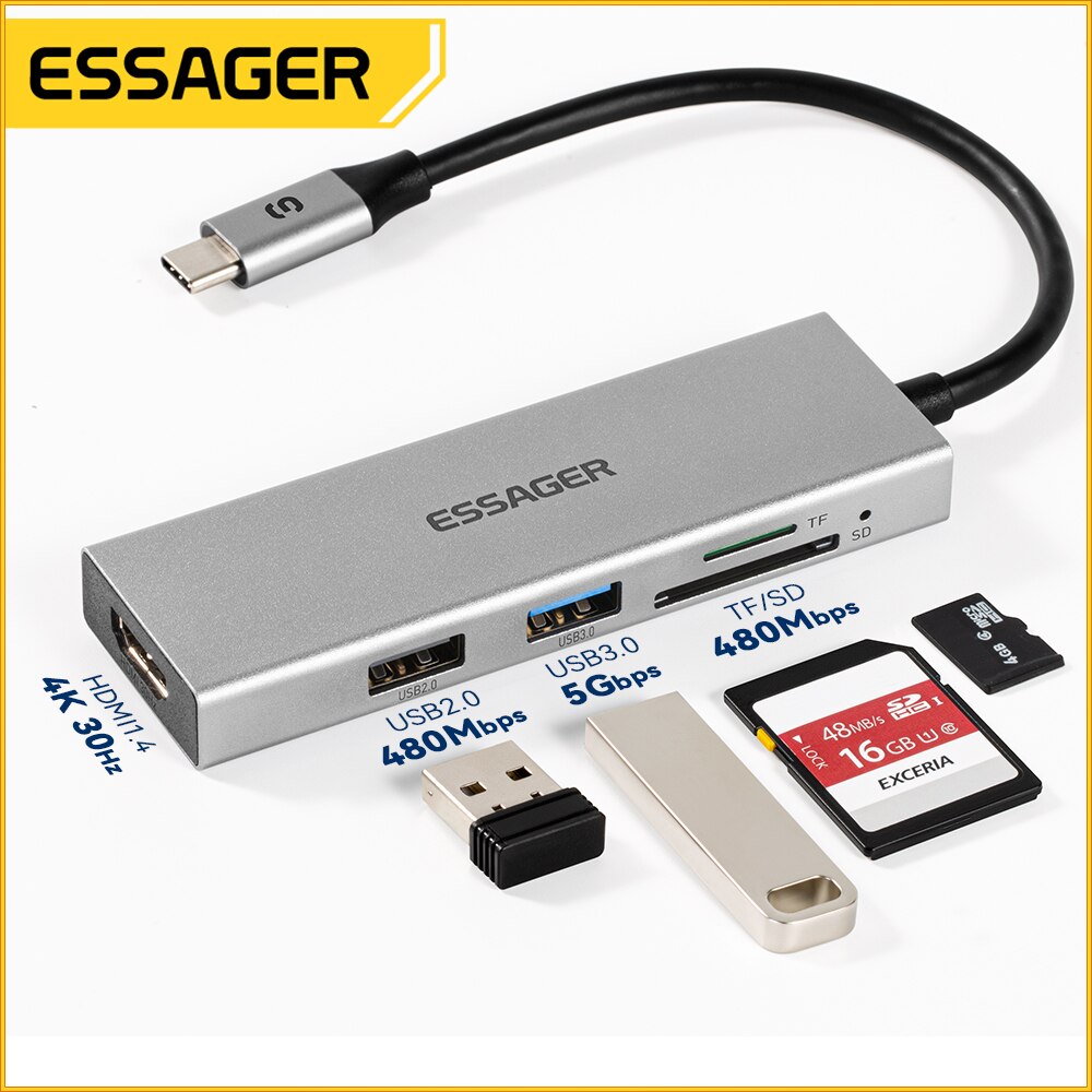 Essager 5 in 1 USB C HUB HDMI- – Docking Station Usb C Bewertung und Preis