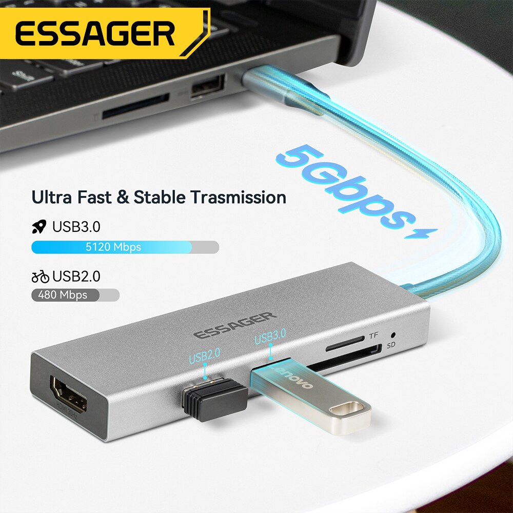 Essager 5 in 1 USB C HUB HDMI- – Docking Station Usb C Bewertung und Preis