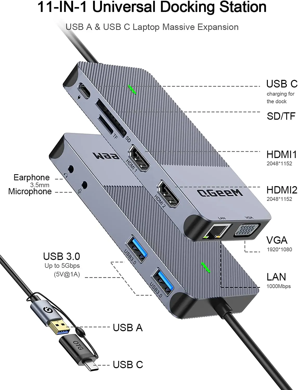 QGeeM USB 3.0 Docking Station, – Docking Station Usb C Bewertung und Preis