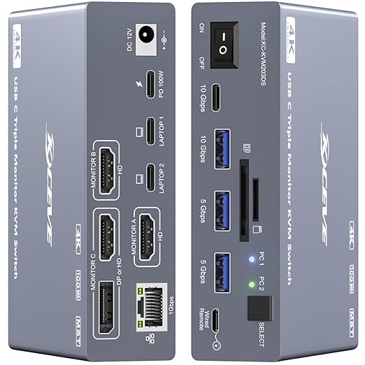 USB C KVM Switch 3 Monitors 2  – Docking Station Usb C Bewertung und Preis